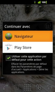 Définir une action par défaut